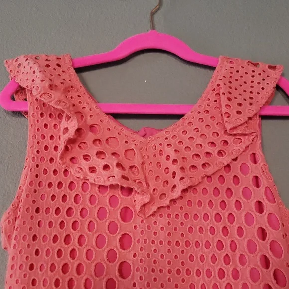 Mia Pink Eyelet Dress with Back Cutout
